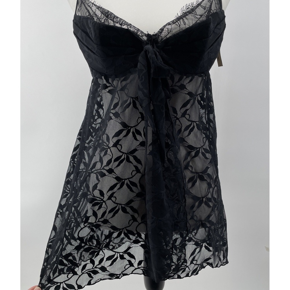 Y2K Babydoll Lace Top Womens Large Black Whimsigoth Dark Fairy Romantic Camisole